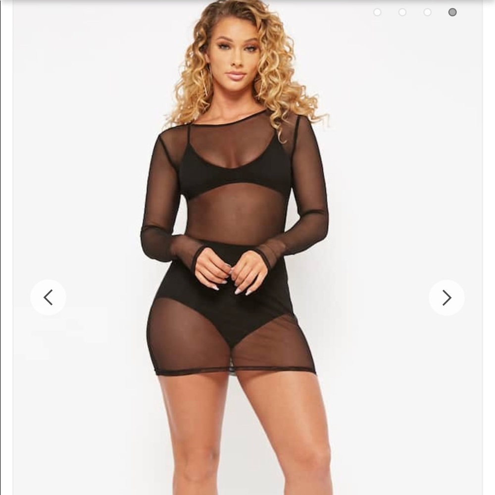 Black sheer mesh swim cover-up